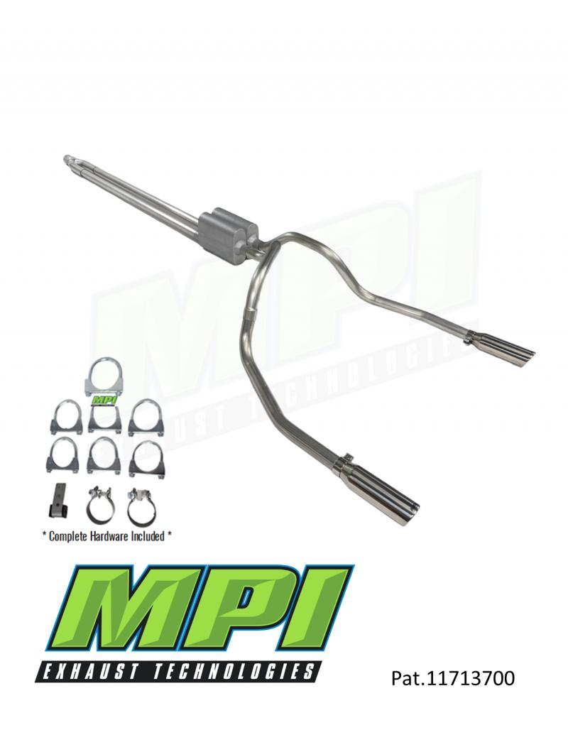 MPI Exhaust Technologies Clamp-on Kit w/Mufflers & Polished Bright Chrome Tips - D222-UBTBCM-C